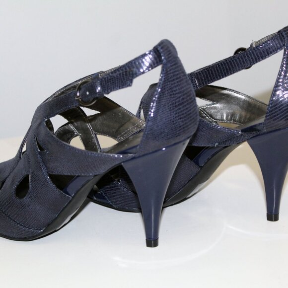 Bandolino Janeta High Heel Sandals Size 7.5M, Bleu Snakeskin Print - Picture 5 of 13